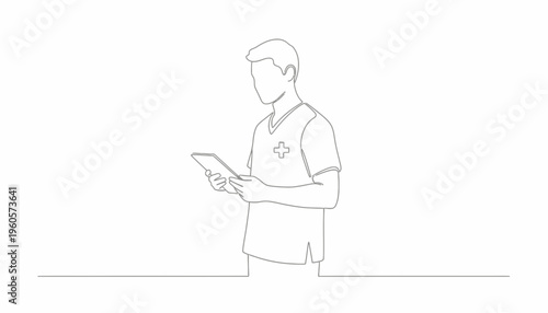 Dedicated healthcare professional utilizing modern digital technology for patient information