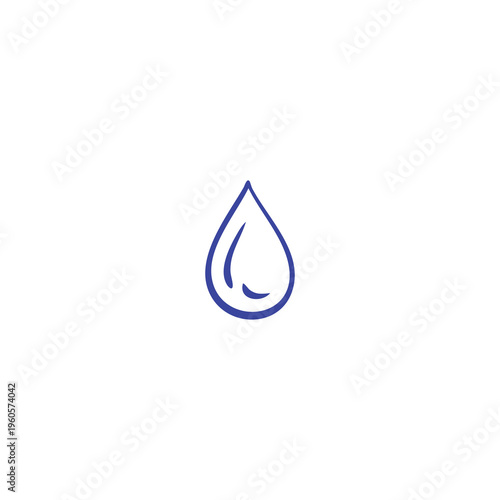 Simple blue outline of a single water drop with internal liquid highlights