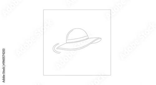 Elegant continuous line drawing of a women's sun hat capturing the essence of warm weather fashion