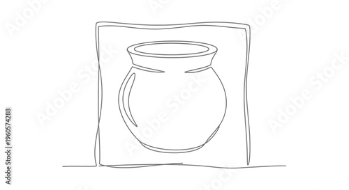 A single line minimalist continuous drawing of a classic ceramic pot or vase object art