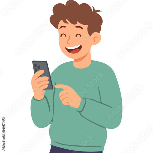 Illustration of Person Using a Mobile Phone