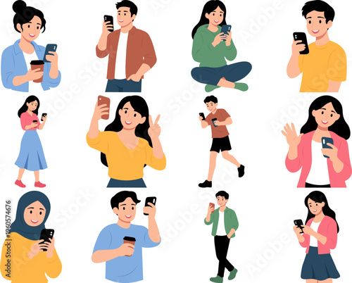 Illustration of Person Using a Mobile Phone
