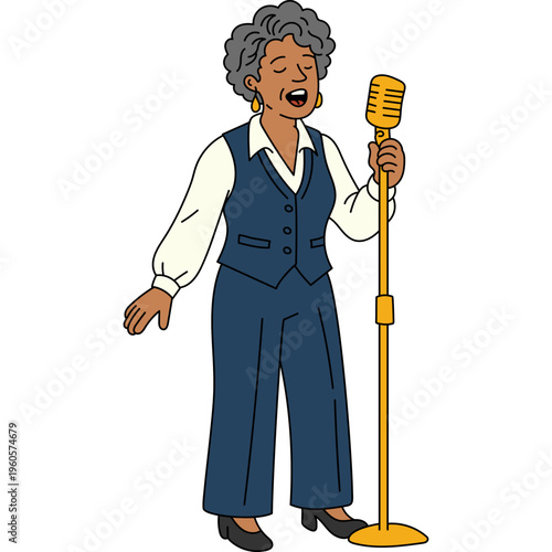 Woman Singing on Stage Illustration