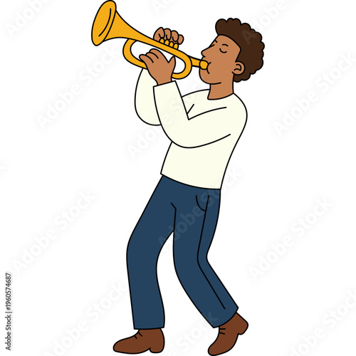Man Playing Trumpet Illustration