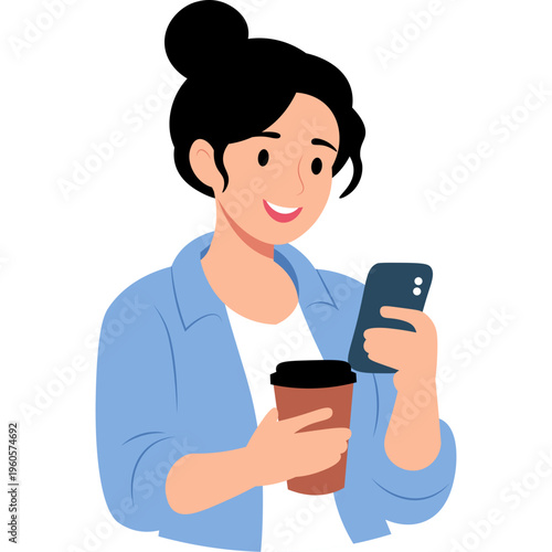 Illustration of Person Using a Mobile Phone
