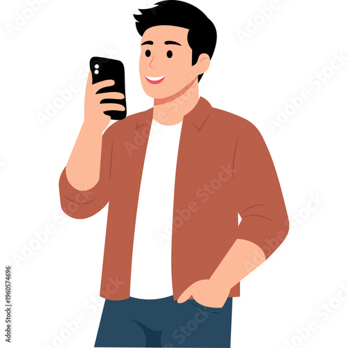 Illustration of Person Using a Mobile Phone
