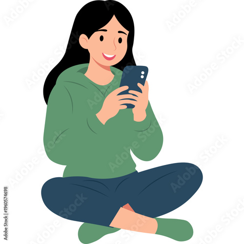 Illustration of Person Using a Mobile Phone
