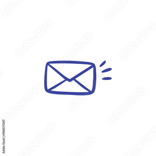Blue envelope icon with three wavy lines indicating communication
