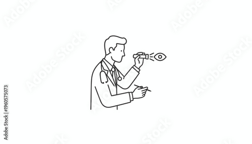 Illustrative depiction of an optometrist performing a detailed eye examination for visual health
