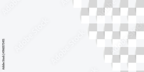 Abstract geometric background with a pattern of light grey and white squares creating a diagonal design on a clean white surface.