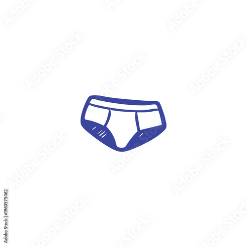Simple blue line drawing of men's briefs
