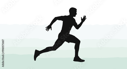 Man Running Silhouette Fitness Activity.