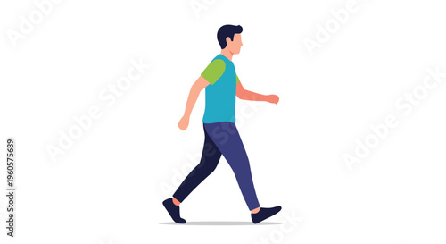 Man Walking Illustration Side View.