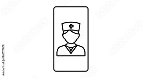 Professional medical personnel identification badge outline icon illustration symbol for