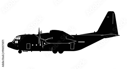 Military Cargo Plane Silhouette.