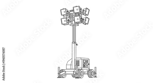 Mobile Light Tower Illustration Vehicle.