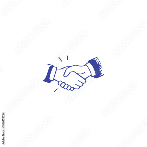Two blue hands clasping, conveying agreement and partnership