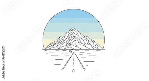 Mountain Landscape Illustration with Compass.