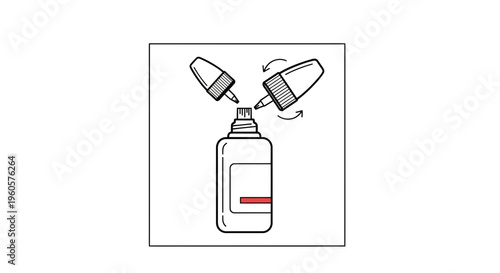 Simple graphic illustration demonstrating the correct method for opening a screw-top bottle for