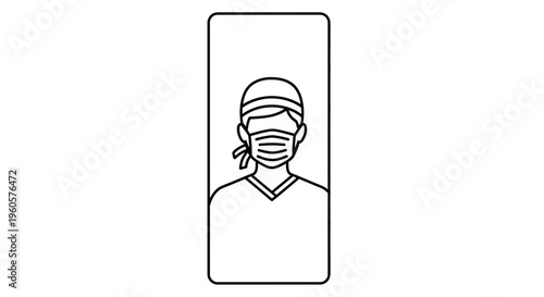 Healthcare worker with protective face mask and surgical cap representing medical safety protocols