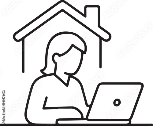 Woman working on laptop at home