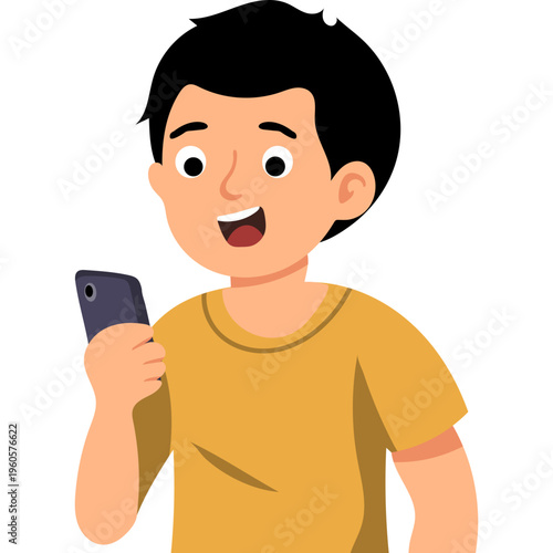 Illustration of Person Using a Mobile Phone