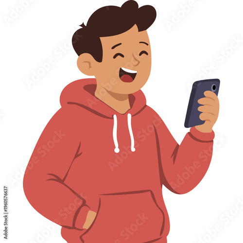Illustration of Person Using a Mobile Phone