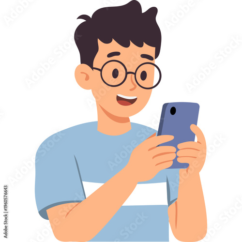 Illustration of Person Using a Mobile Phone
