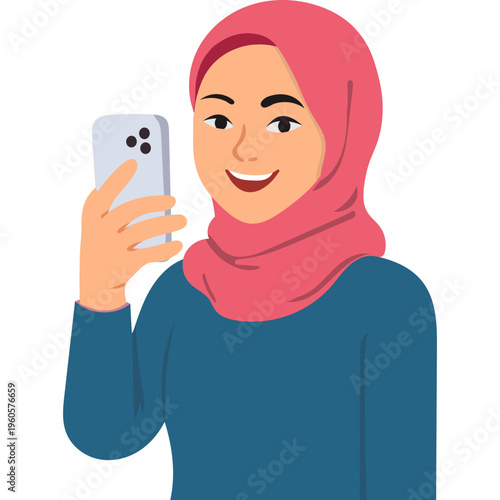 Illustration of Person Using a Mobile Phone
