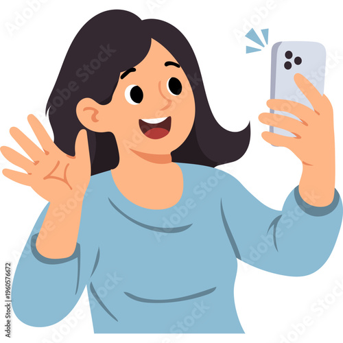 Illustration of Person Using a Mobile Phone