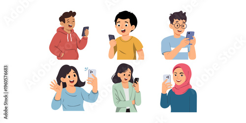 Illustration of Person Using a Mobile Phone