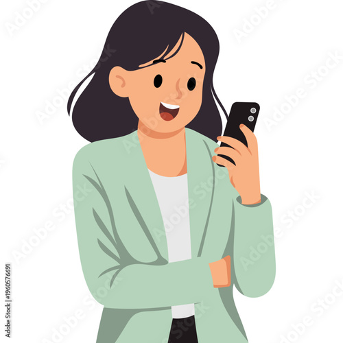 Illustration of Person Using a Mobile Phone