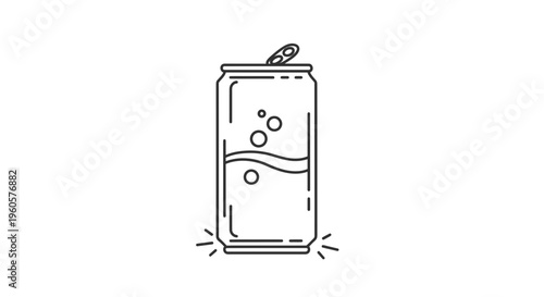 Refreshing carbonated drink aluminum can minimalist outline icon illustration perfect for design