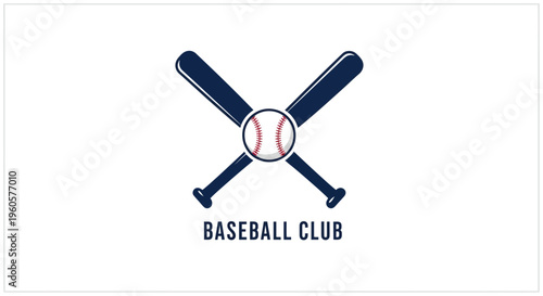 Baseball Club Logo: Crossed Bats and Ball Emblem