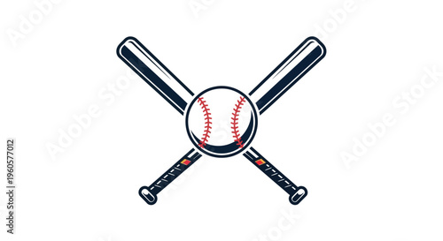 Baseball Bats Crossed with Baseball, Sport Equipment, Game Icon, Vector Illustration