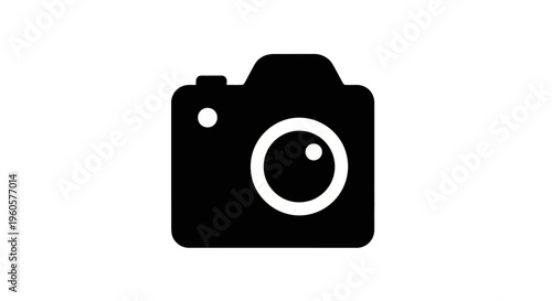 Black Camera Icon, Photography Symbol, Digital Camera Silhouette, Vector Graphic