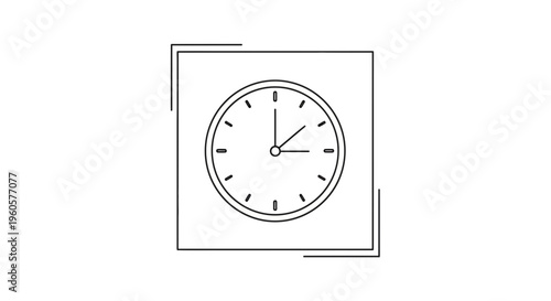 Minimalist line art clock icon representing precision and efficient time management