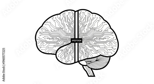 Digital Brain Circuitry: AI, Technology, and Human Mind Concept