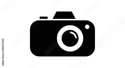 Simple Black Camera Icon, Minimalist Photography Symbol, Vector Graphic