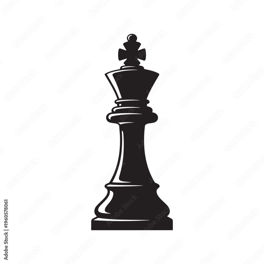 Fototapeta premium Chess king piece silhouette on white background
