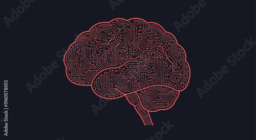 AI Brain Circuit Board Digital Technology Concept