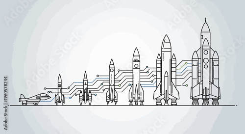 Evolution of Spacecraft: From Jet to Giant Rocket, Connected by Circuits