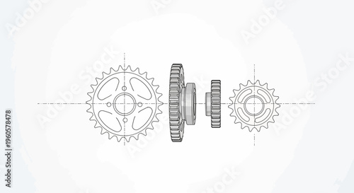 Gears and Sprockets: Mechanical Engineering Blueprint and Assembly