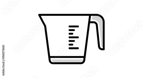Measuring Cup Icon, Kitchenware, Cooking Utensil, Liquid Volume Measurement, Vector Art