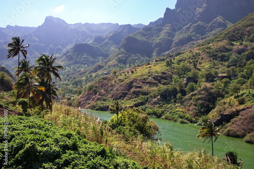Small village above the lake in Cape Verde