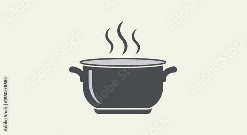 Steaming Pot Icon: Hot Food Cooking, Culinary Heat, Kitchenware, Recipe Symbol