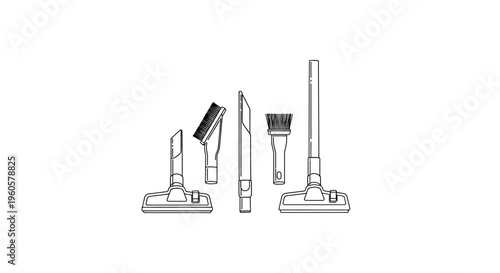 Vacuum Cleaner Attachments Set: Brushes, Crevice Tool, and Floor Head