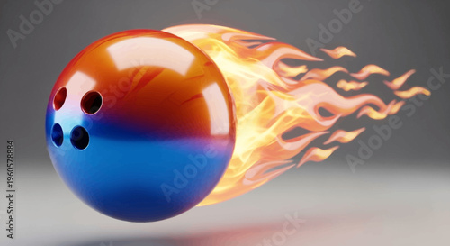 Fiery Bowling Ball in Motion, Speed and Power