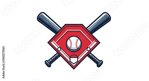 Baseball Diamond and Crossed Bats Logo Icon