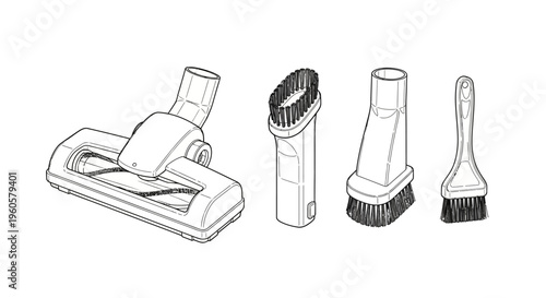 Vacuum Cleaner Attachments Set: Crevice Tool, Brush Nozzle, Upholstery Tool, Dusting Brush